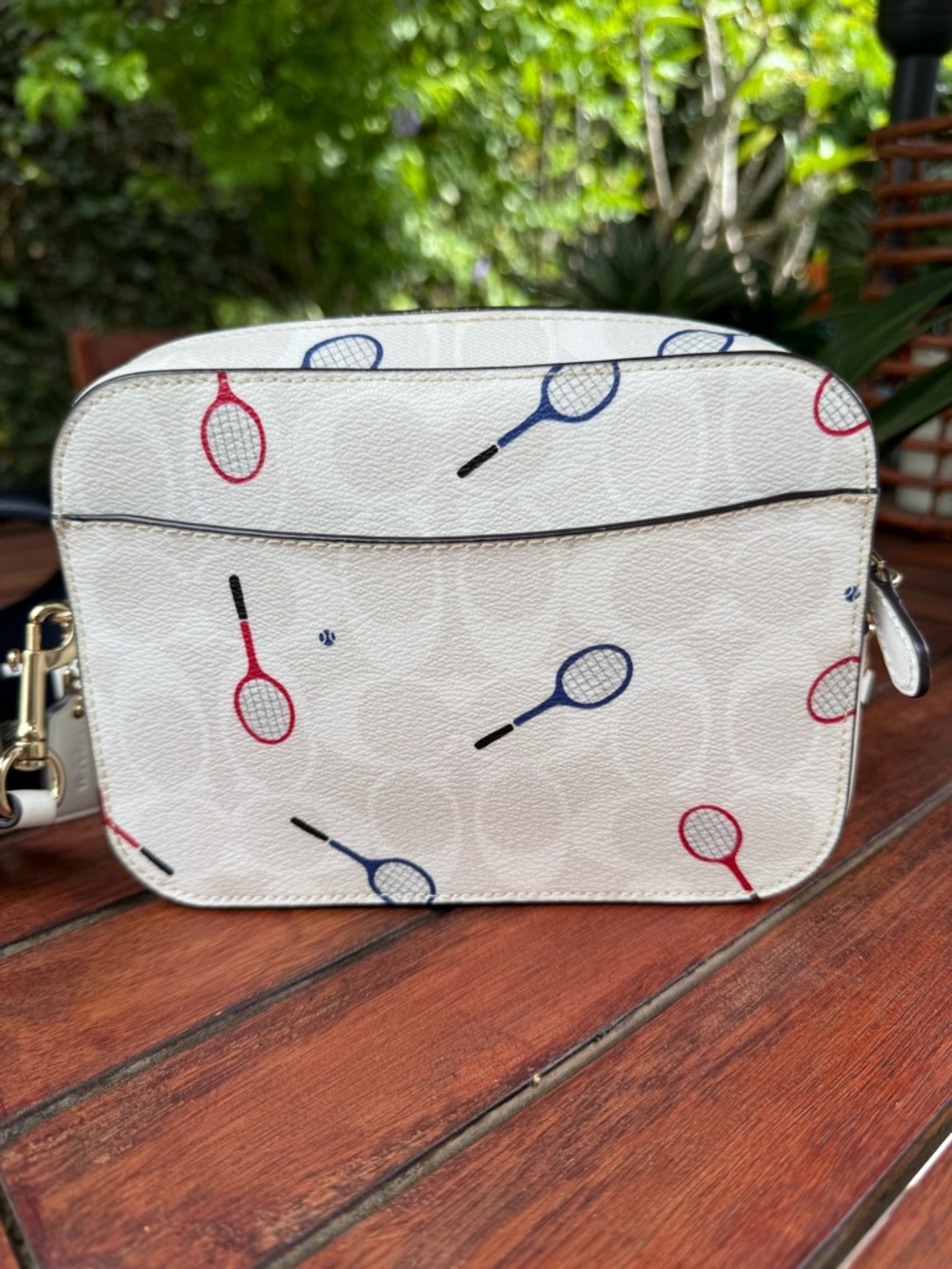 Tennis Enthusiasts - Coach White signature Crossbody with Tennis Print - Picture 2 of 7